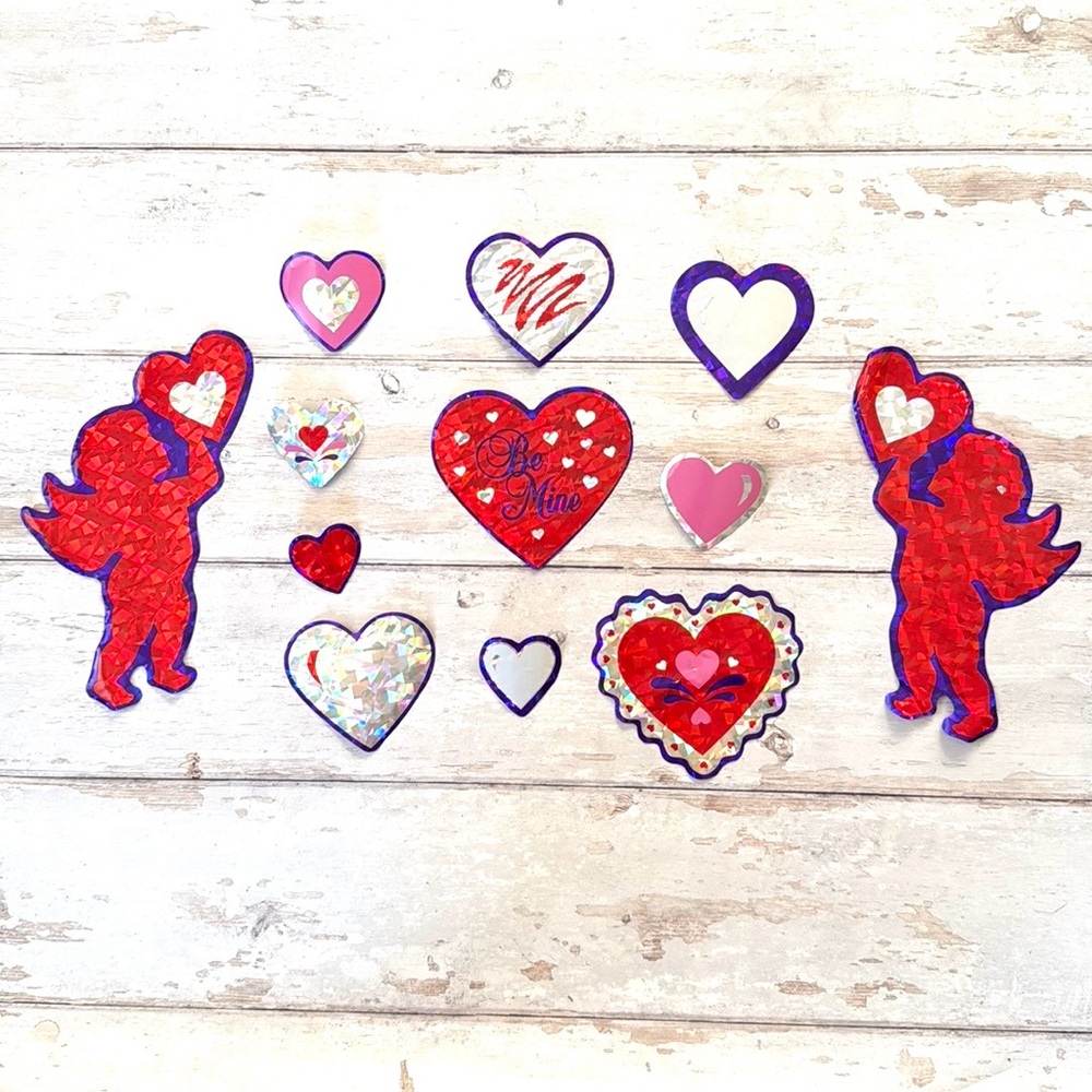 Valentine’s Day Window Clings Reusable Stickers Set Vday 12ct Angels Hearts etc